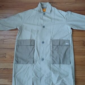 Men's Classic Beige Trench Coat with Large Pockets